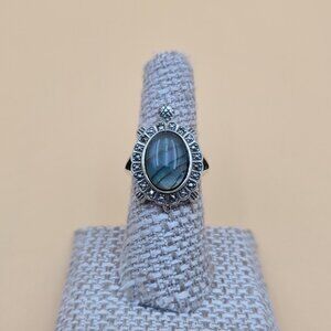 Size 7 Sterling Silver Abalone Shell And Marcasite Turtle Ring A5342